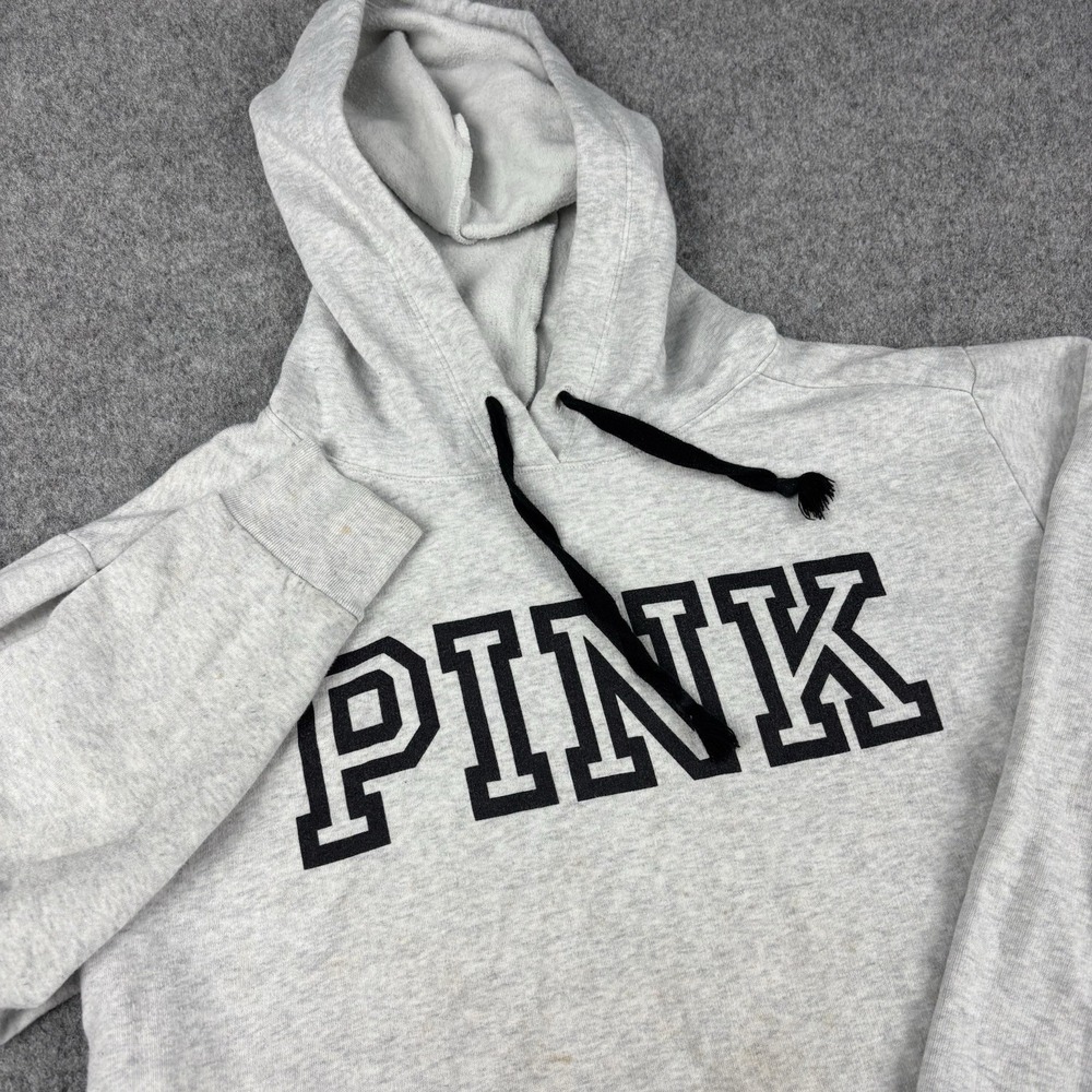 Pink Victoria's Secret Hoodie Women's Small Pullover Gray Sweater Cozy Warm